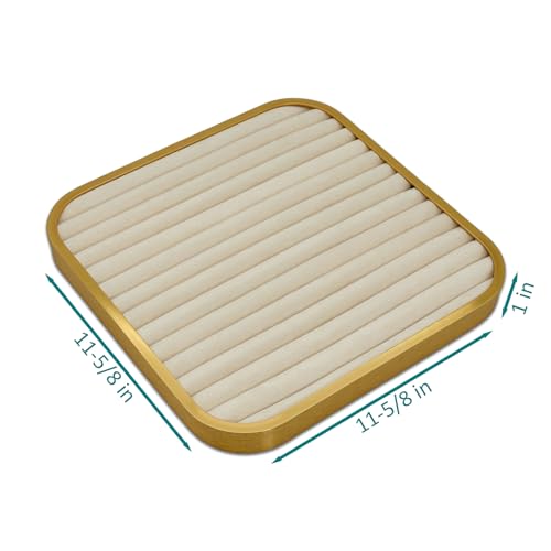 TheDisplayGuys - Aluminum Jewelry Organizer Display Tray - Faux Suede Insert - 14 Ring Holder Rows - Gold/Beige - color: Beige Suede, size: Jewelry Rows - 14, style: Aluminum - Gold