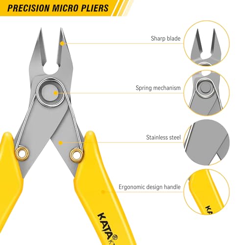 KATA 5.5 Inch Stainless Steel Wire Cutter Micro Flush Cutters, Precision Side Cutter Plier Sprue Cutting Snip for Electronics, Jewelry Making, Metal Wire Cutter, Crafting - color: 5.5 Inch