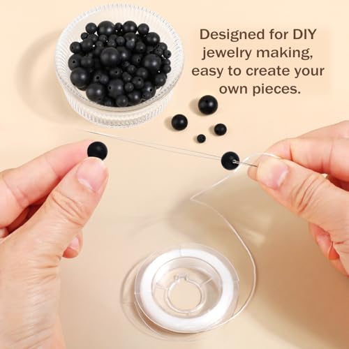 AD Beads 8mm Natural Round Loose Beads 110 Pieces, for Making 108 Mala Prayer Beads Necklace, Bracelet & Yoga Meditation, Jewelry Design (Matte Black Onyx) - color: Matte Black Onyx, size: 8mm-110pcs