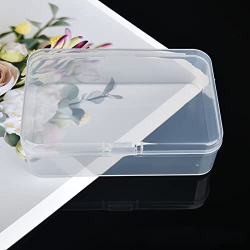 8 Pack Rectangular Clear Plastic Storage Containers Box with Hinged Lid for Beads and Other Small Craft Items (4.92 x 3.35 x 1.38 inch) - size: 4.92 x 3.35 x 1.38 inch