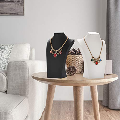 Polmart H2 Necklace Display Bust (White Leatherette, 10”H) - color: White Leatherette, size: 10"h