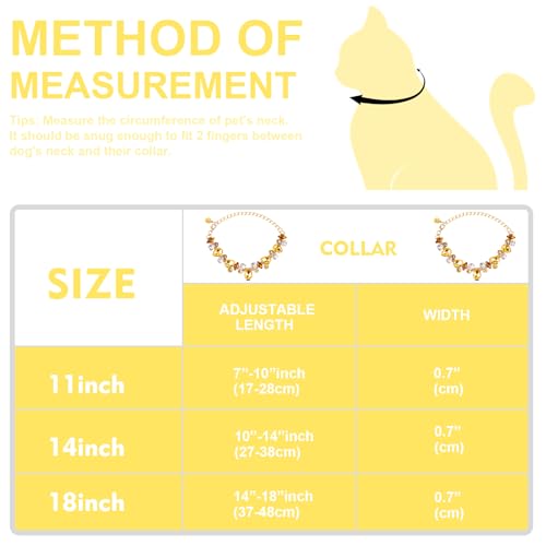HOWWFALY Dog Collar and Cat Collar Gold Chain Necklace Stainless Steel Adjustable Yellow Diamonds Collar with Cute Pet Paw for Small Medium Pets Cats Dogs Kitten Puppy - color: Yellow, size: Large