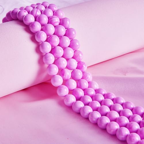 45pcs 8mm Pink Shell Jasper Beads Natural Gemstone Beads Round Loose Beads for Jewelry Making - color: Pink Shell Jasper, size: 8mm