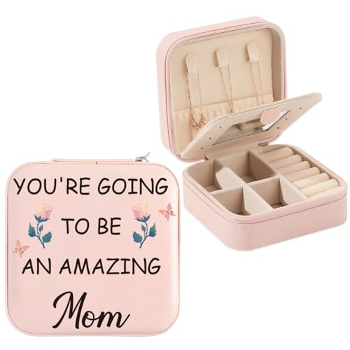 New Mom Jewelry Box 1st Mothers Day Valentines Gifts for New Mom First Time Mother Pregnancy Congratulations Gender Reveal Baby Shower Gifts for Expecting Moms Soon to Be Mommy Jewelry Case - color: new mom