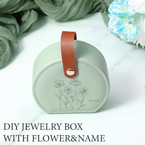 10 Pack Travel Jewelry Case Mini Leather Bridesmaid Jewelry Gift Box Bulk, Half Moon Design, Detachable Handle, Small Earring Storage Organizer for Women Girls Bridesmaid Proposal Gifts (Green)