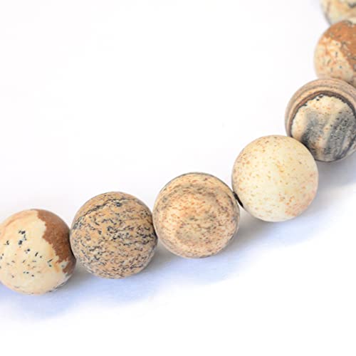 KISSITTY 235pcs 8mm Frosted Natural Picture Jasper Bead Strands, Mixed Gemstone Crystal Beads Round Chakra Beads Energy Healing Crystals Gemstones for DIY Jewelry Making - color: Frosted Natural Picture Jasper
