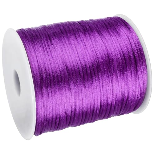 2mm x 300Feet Satin Nylon Cord, Silky Smooth Nylon String for Jewelry Making Bracelet Necklaces Beading Thread Rattail Macrame Kumihimo Chinese Knot Craft (Purple) - color: Purple