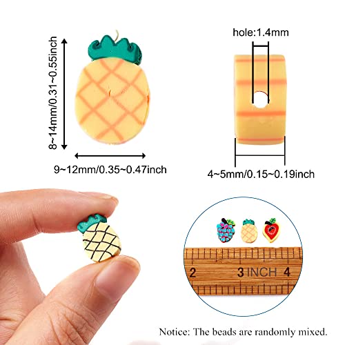 50Pcs Handmade Polymer Clay Beads Mixed Fruit Shape Loose Beads Mixed Color Spacer Beads for DIY Jewelry Making Hole 1.4mm - color: 50pcs # Mixed Fruit 2