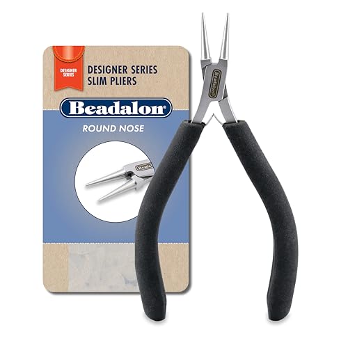 Beadalon Designer Series Slim Round Nose Pliers, Black Vinyl-Free Grips, Stainless Steel, Box Joint, Double Leaf Springs, 5.75 in - color: Lime Green, style: Round Nose, Black