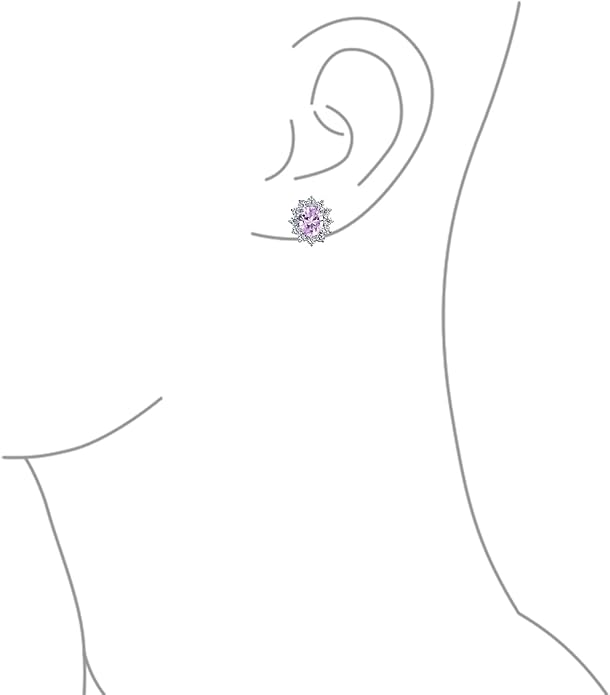 Traditional Classic Bridal Simulated Gemstones Cubic Zirconia AAA CZ Halo Crown Oval Stud Clip On Earrings For Women Wedding Non Pierced Ears Rose Gold Silver Plated