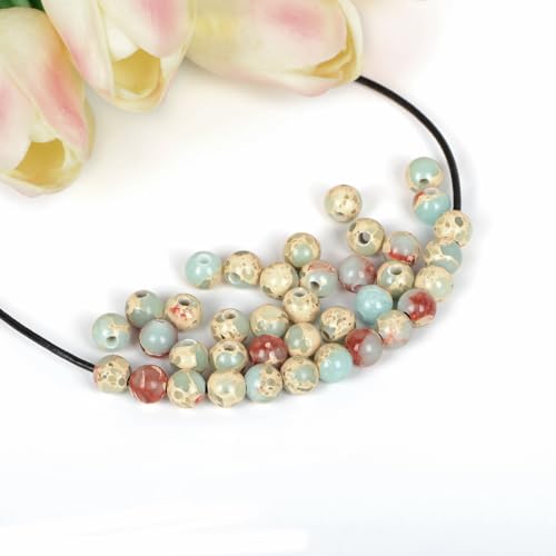 AD Beads Natural Gemstone 8mm Round Loose Beads Big Hole 2.5mm Sized 40pcs (Blue Imperial Jasper) - color: Blue Imperial Jasper