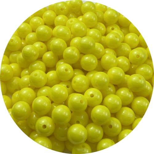 200pcs Acrylic Round Beads 10mm Round Spacer Plastic Pastel Beads Craft Beads with Hole for DIY Bracelet Necklace Jewelry Making Supplies Handmade Craft(Lemon Yellow) - color: Lemon Yellow, size: 10mm