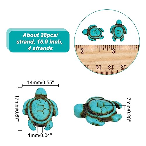 NBEADS 4 Strands About 112 Pcs Turquoise Beads, Turtle Charms Synthetic Beads Howlite Gemstone Sea Animal for Jewelry Making DIY Bracelet Necklace,G-NB0004-37-US6 - color: Turquoise Turtle 112 Pcs