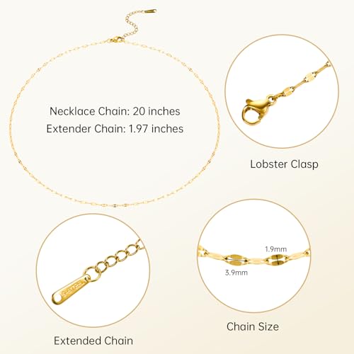 12 Pack Gold Stainless Steel Lip Link Chain Necklace Bulk Handmade Jewelry Necklace for Women Men - color: Gold Lip, size: 20 inches
