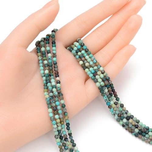 Adabele 15 Inch Natural Chrysocolla Healing Gemstone 3mm (0.12 Inch) Tiny Small Faceted Round Loose Beads Stone Spacer (110-120pcs) for Craft Jewelry Making GK3-16 - color: Chrysocolla, size: 3mm (0.12") - 15 inch/1 strand