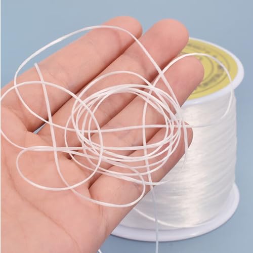 Bracelet String，1mm Elastic String 100m/328ft Elastic Cord Crystal Stretch Bead String Cord for Bracelet, Beading and Jewelry Making(2 Pack) - style: White/100m&328ft