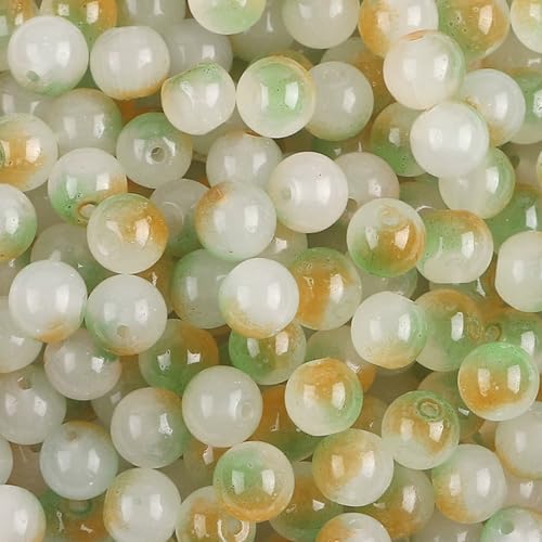 100 Pack 8mm Glass Beads for Jewelry Making, Graduated Color Mix, Bulk DIY Craft Supplies - color: Color3
