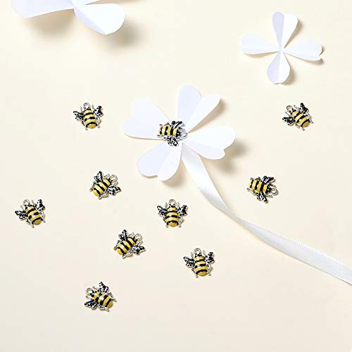 Craftdady Enamel Dangle Charms Pendant Food Animal Flower Cute Charms Colorful Metal Fruit Pendants Hang Ornament for Craft Bracelet Necklace Earring Key Chains Jewelry Making - color: Yellow & Black Bee