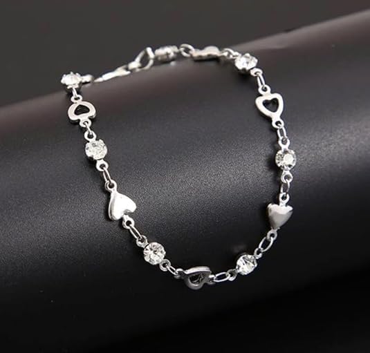 To My Granddaughter Bracelet from Grandma and Grandpa, Heart Chain Bracelet with Shiny Stones, Perfect Birthday or Graduation Christmas Gift for Granddaughter with Message Card and Gift Box