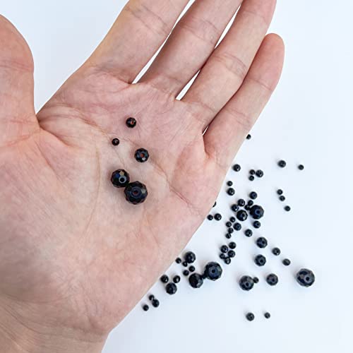 1000pcs 2-10mm Black Rondelle Crystal Glass Beads Faceted Shape Briolette Glass Beads Round Spacer Beads for Bracelet Necklace Jewelry Making (2mm 4mm 6mm 8mm 10mm) - color: Black