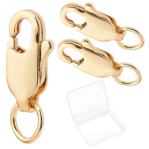 Beebeecraft 1 Box 20Pcs 18K Gold Plated Lobster Claw Clasps 12x6x3mm Jewelry Clasps Connectors with Bead Open Jump Ring for Bracelet Necklace Jewelry Making - color: Gold-20pcs