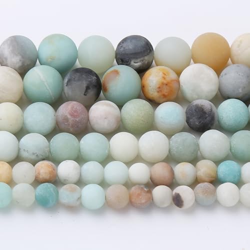 Matte Fancy Stone Beads Gemstone Round Jade Stone Beads for Jewelry Making DIY Bracelet Necklace Jewelry 1 Strand 15.5inch 60PCS 6MM - color: Matte Fancy Stone Bead, size: 6MM