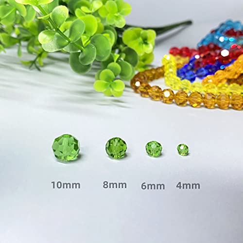 Jmassyang 50 Pieces 10mm Faceted Round Crystal Glass Beads Spacer Beads for Jewelry Making, Bracelets Necklaces Earrings Wind Chimes Suncatchers (Green) - color: Green, size: 10mm