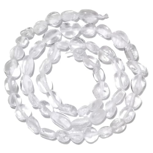 HAAMIIQII Natural Clear Quartz White Crystal Pebble Stone 5-8mm Small Irregular Freeform Tumbled Loose Gemstone Beads for Jewelry Making Strand 15 Inch (45-50pcs) - color: Clear Crystal Quartz