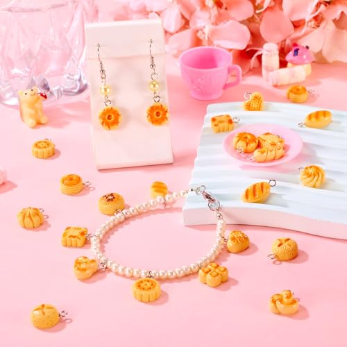 Craftdady Resin Plastic Miniature Food Snack Pendants Charms Ice Drink Juice Pendants Cute Bottle Fruit Keychain Charms Hang Ornament for DIY Craft Earring Bracelet Necklace Jewelry Making - color: Yellow Simulated Bread