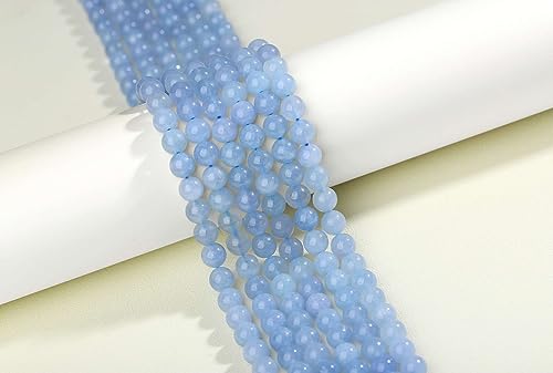 LAIDANLA Aquamarine 8mm Natural Stone Beads Round Loose Gemstone Stone Beads for DIY Bracelet Necklace Earrings Jewelry Making Polishing Genuine Real Beading Crystal 96PCS 2 Strand 32" - color: L-Aquamarine, size: 8mm