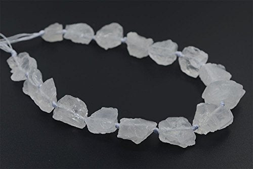 Natural White Clear Quartz Crystal Nugget Raw Graduated Beads Strand 2mm Hole Drilled - color: White Quartz Rock Crystal