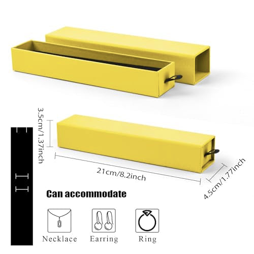 Lainrrew Jewelry Gift Box, Luxury 12-Pack Jewelry Gift Box Velvet-Lined, Compact Drawer Style for Earrings & Rings, Stylish Necklace Bracelet Organizer, 8.3x1.8x1.4 Inches (Yellow) - color: Yellow