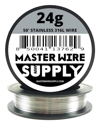 Stainless Steel 316L - 50' - 24 Gauge Wire - 50ft - 0.51mm - 0.020in - Master Wire Supply - Made in USA