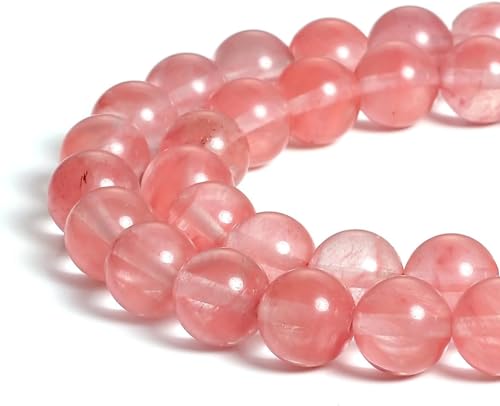 AD Beads Natural Gemstones 8mm Round Loose Beads 15'' ~ 16'' Pick Stone (Smooth Cherry Quartz) - color: Smooth Cherry Quartz