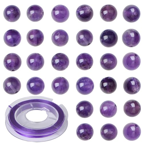 4mm 200pcs Natural Stone Round Beads Amethyst Genuine Stone Beading Loose Gemstone DIY Charm Smooth Beads for Bracelets Necklaces Earrings Hole Size 1mm (Amethyst 4mm) - color: Amethyst, size: 4mm