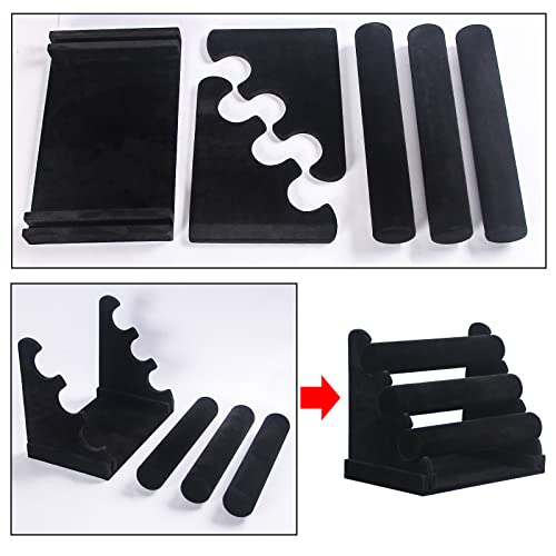 3 Tier Detachable Black Velvet Bracelet Holder, Bracelet Jewelry Display Stand For Selling, Watch Scrunchie Head Ties Rack Organizer For Show (Black Velvet) - color: Black Velvet