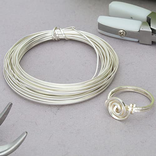 The Beadsmith Half-Round Craft Wire - Medium Temper Beading Wire, Silver Color, 21 Gauge, 4 Yards