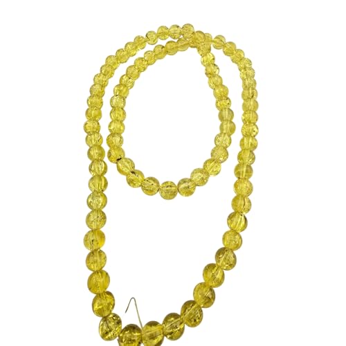 DandS ltd Crackle Lampwork Glass Beads for Jewelry Making, Yellow, Vibrant DIY Bracelets, Necklaces, Earrings, Beading Supplies & Craft Kits for Handmade Jewelry, 80pcs 0.39 inch (10mm), #J250-10 - color: Yellow