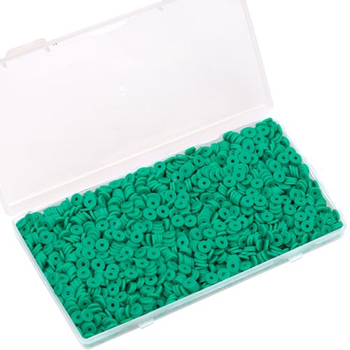 2000Pcs White Clay Beads Polymer Clay Spacer Beads Flat Beads 6mm Round Heishi Vinyl Beads for DIY Craft Gift Adults Bracelets Necklace Jewelry Making Earring Accessories (Turquoise) - color: Turquoise