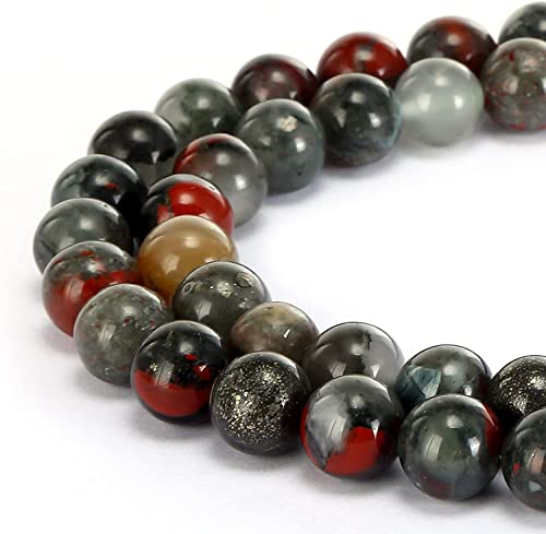 HAAMIIQII 60pcs 6mm Natural African Bloodstone Beads Round Loose Gemstone Beads for Jewelry Making Strand 15 Inch - color: African Bloodstone, size: 6mm 60pcs