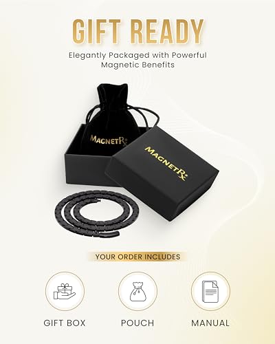 MagnetRX Titanium Magnetic Necklace – Ultra Strength Magnetic Necklaces for Men & Women – Effective Titanium Necklace with 62 Magnets (Black, 22 Inches) - color: Black, size: 22 Inch (Pack of 1)