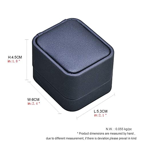 Blue Round Corner PU Leather Proposal Ring Box Jewelry Ring Gift Box Jewelry Packaging Box - color: Ring box