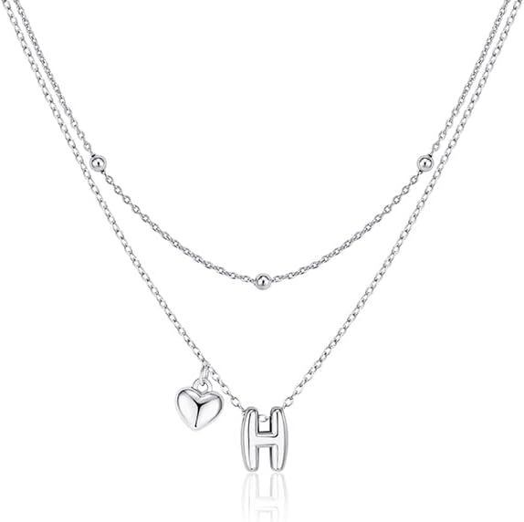 adoyi Valentines Day Gifts for Women Hers Dainty 14K Gold Plated Heart Initial Necklaces Layered Letter A-Z Pendant Necklace Stack Trendy Jewelry Birthday Valentines Day Gifts for Women Jewelry