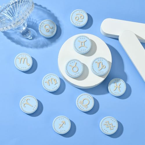 LiQunSweet 12 Pcs Silicone Focal Beads Rubber Silicone Beads Round Twelve Constellations 12 Zodiac Signs Bead Charms for Bracelet DIY Keychain Making Craftings Necklace Lanyard - color: Zodiac Signs Silicone Bead_12 Pcs
