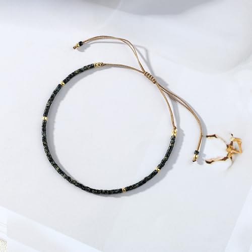 KELITCH Adjustable turquoise bead bracelet single color knitting friendship bracelet fashion jewelry daily wear gift (28 color selection) - color: Mix Black 04B
