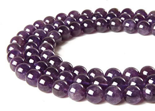 60pcs 6mm Amethyst Beads Natural Gemstone Beads Round Loose Beads for Jewelry Making - color: Amethyst, size: 6mm