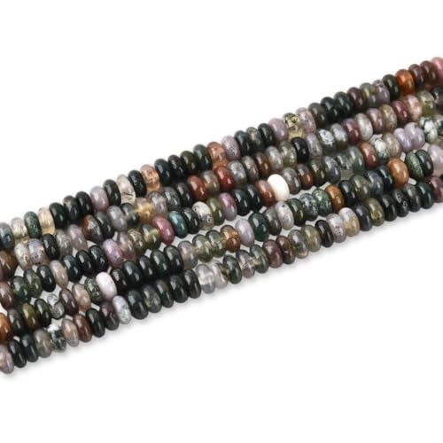 170pcs 4x2mm Natural Indian Agate Disk Rondelle Spacer Semi Precious Gemstone Loose Stone Beads for Jewelry Making 15 Inch - color: Indian Agate