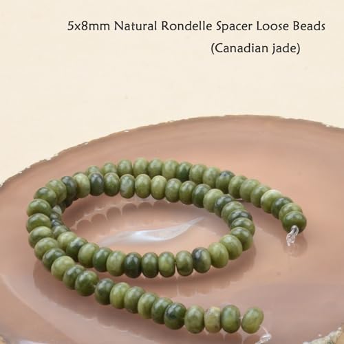 ICAI Beads 5x8mm Natural Rondelle Spacer Loose Beads for Jewelry Making DIY Crafts Design 1 Strand 15" APPR (Canadian Jade) - color: Canadian jade, size: 5x8