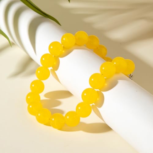Colorful Chunky Beaded Necklace for Women Acrylic Bead Choker Necklaces Fashion Large Round Beads Necklaces for Women Handmade Summer Jewelry - color: Yellow Beaded Necklace