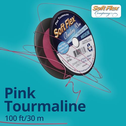 Soft Flex 49 Strand Beading Wire - Medium 0.19 Diameter - 100 Feet Nylon Design Wire - style: Pink Tourmaline